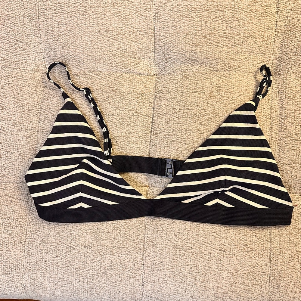 Blue and White Striped Bathing Suit Top